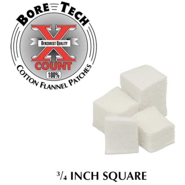 BORE TECH Cotton Flannel Patches - .17cal - Square