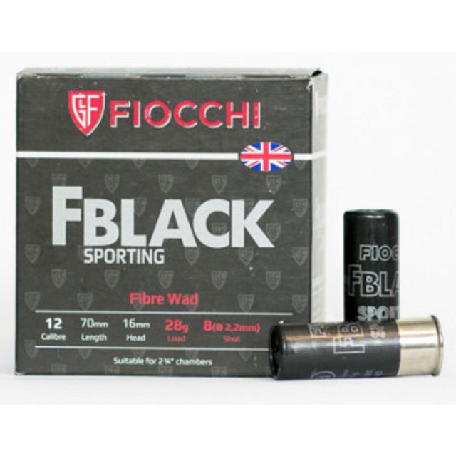 FIOCCHI SHOTGUN CARTRIDGES - F BLACK SPORTING FIBRE -12G FBLACK SPORTING 28G 8 x25