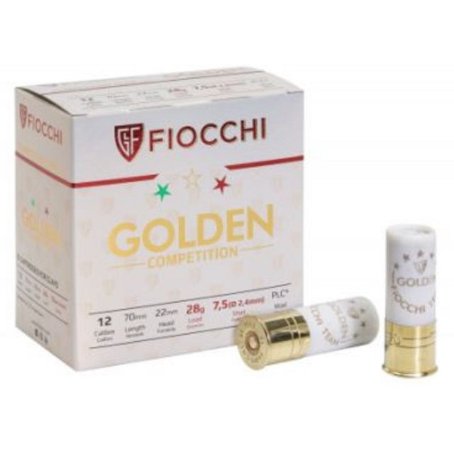 FIOCCHI SHOTGUN CARTRIDGES - GOLDEN TRAP 12G 24Gr 7 1/2's PLASTIC x25
