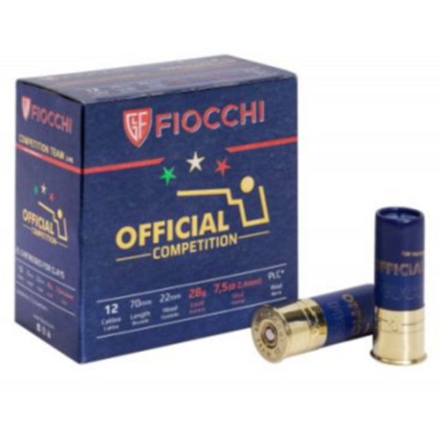 FIOCCHI SHOTGUN CARTRIDGES - OFFICIAL SPORTING 12G 28Gr 8 1 2's PLASTIC x25