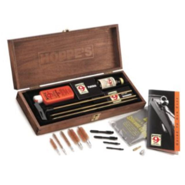 HOPPES WOODEN BOXED CLEANING KIT - RIFLE SHOTGUN