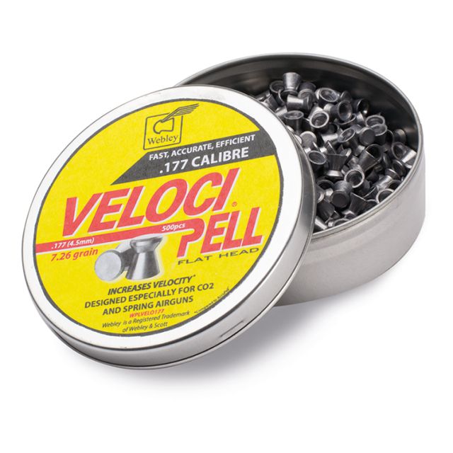 WEBLEY VELOCIPELL PELLETS TIN 500 - .177 Dia 4.5mm 7.25gr